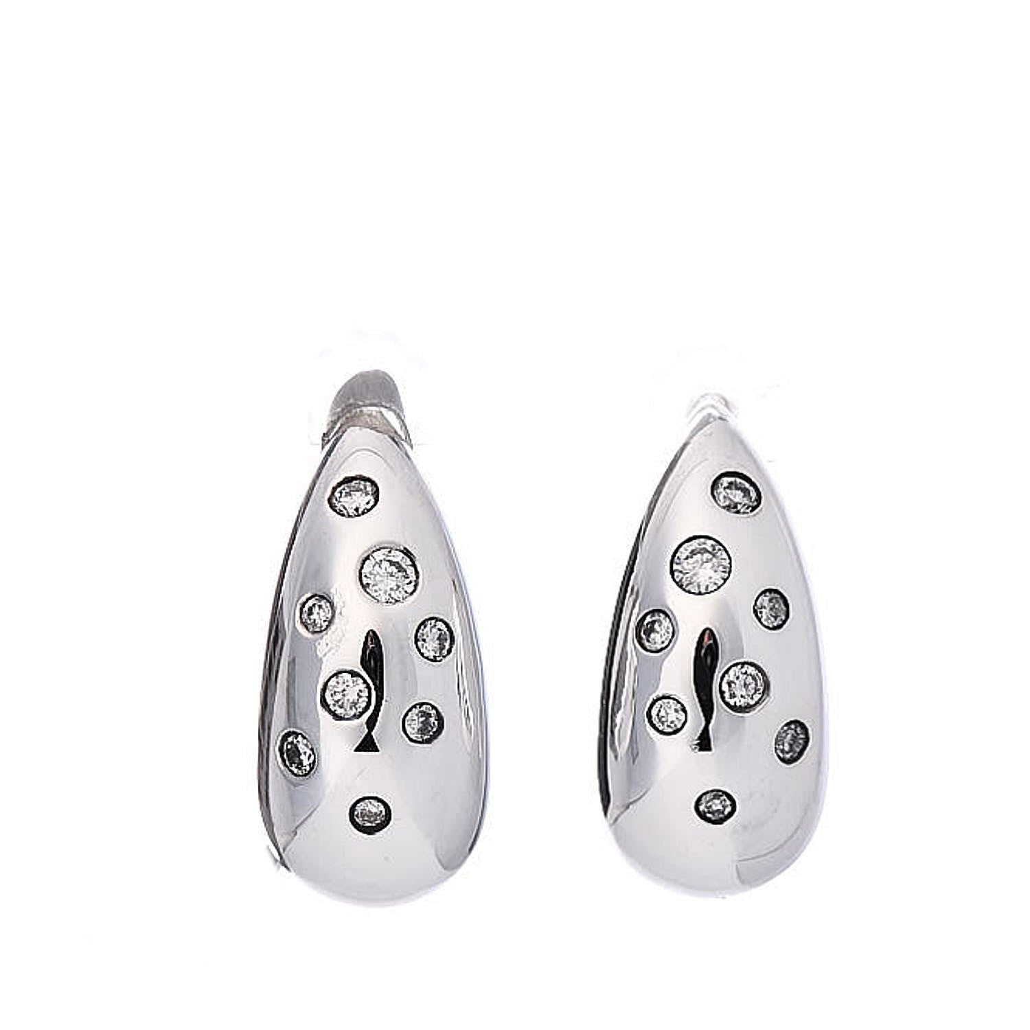David Yurman Sterling Silver Diamond 15mm Pure Form Earrings 1 of 4