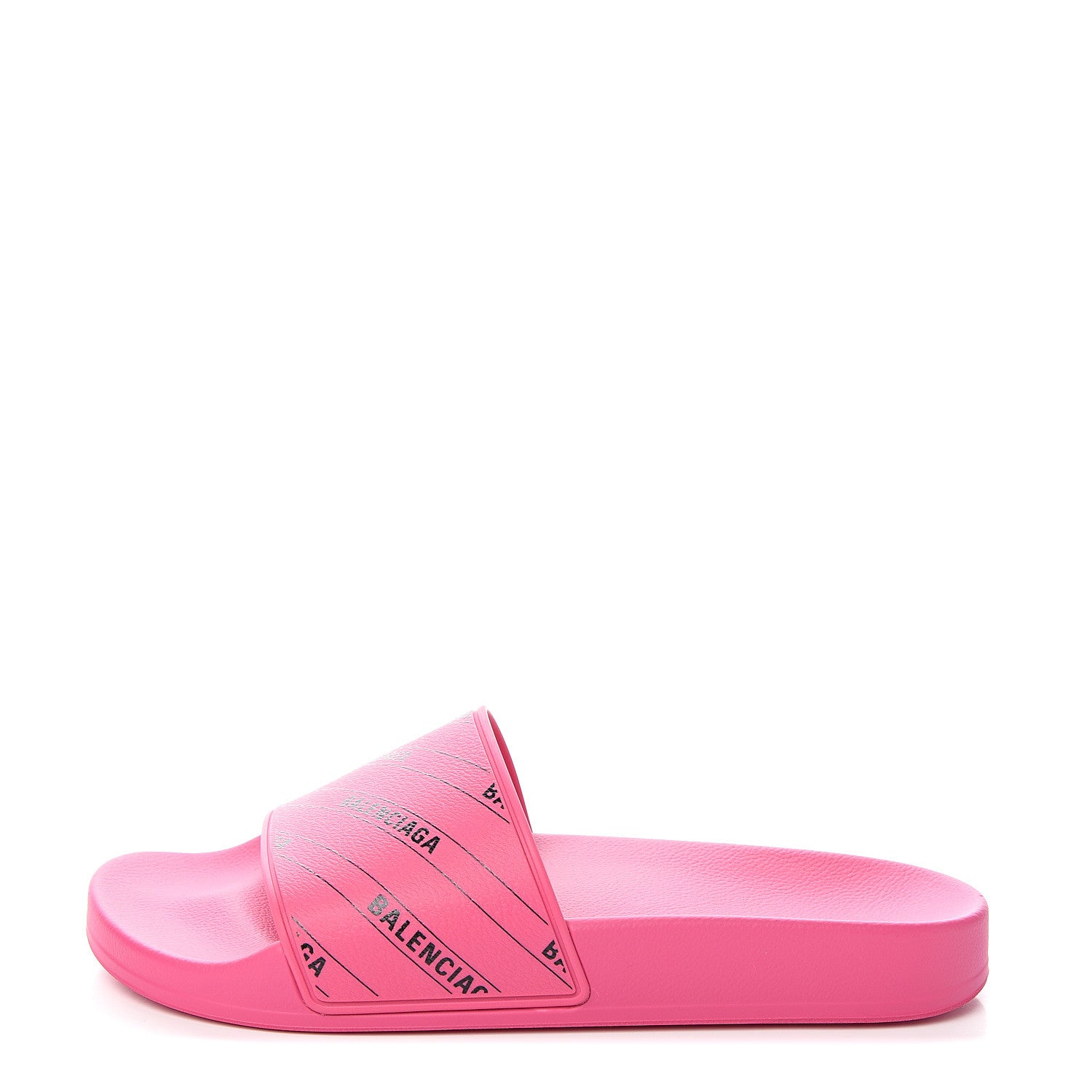Balenciaga Rubber Allover Logo Womens Pool Slide Sandals 37 Pink Black 1 of 8