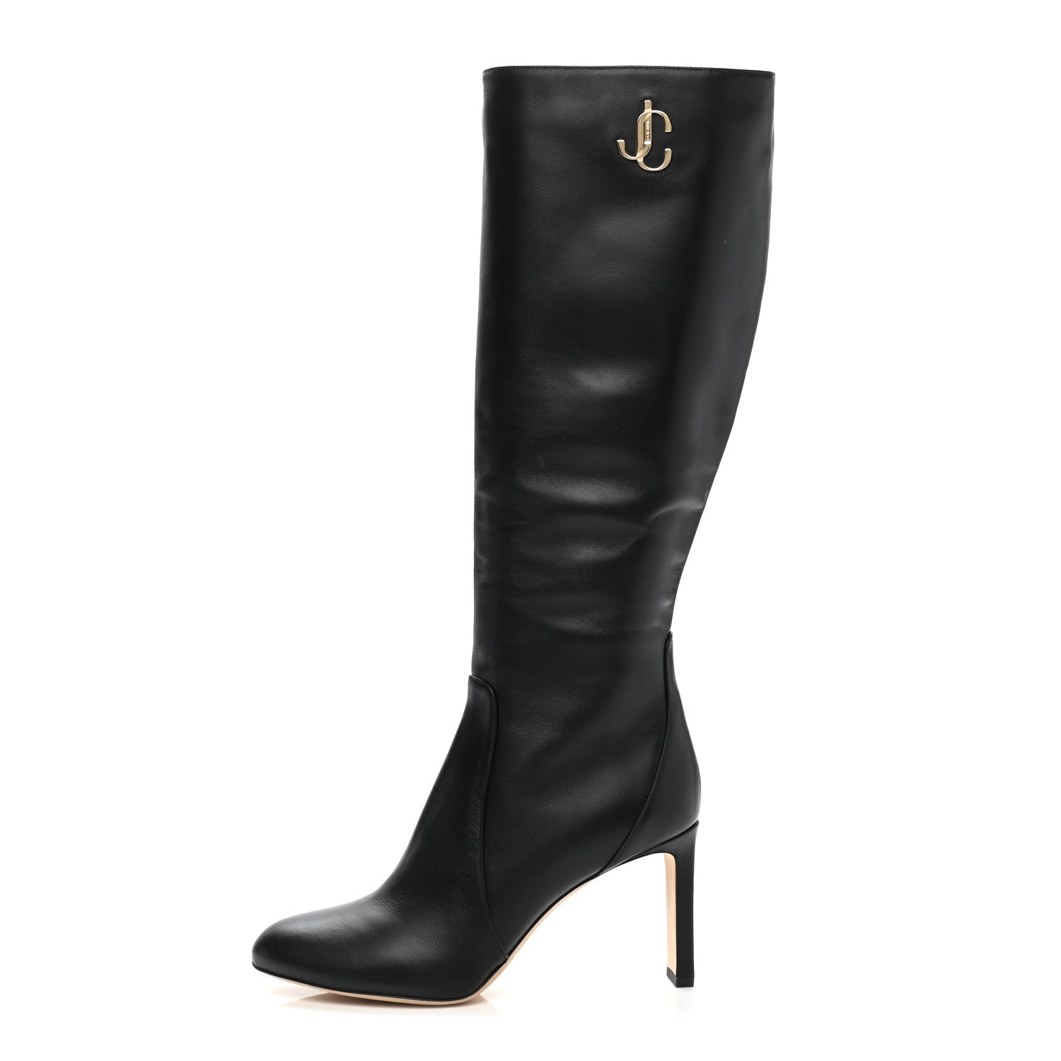 Jimmy Choo Shiny Calfskin Mahesa 85 Knee High Boots 39.5 Black 1 of 7