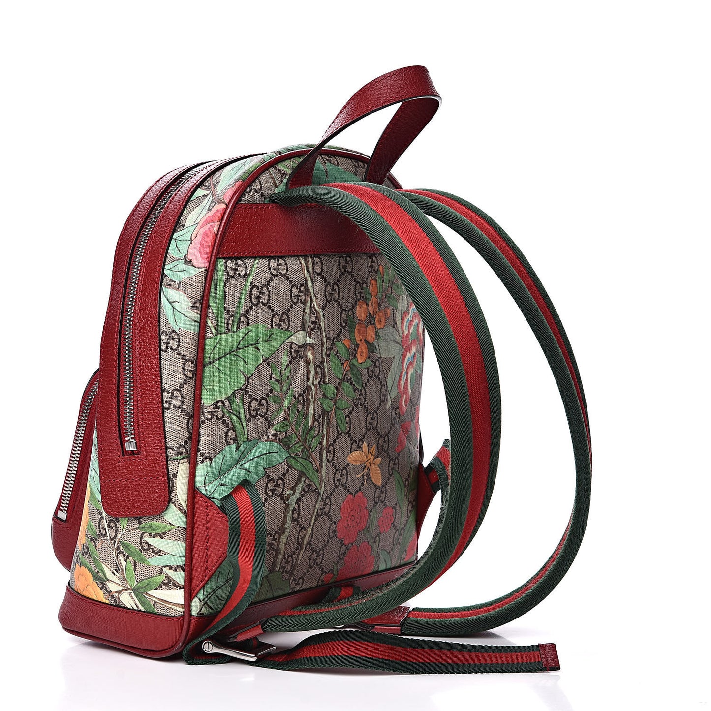 GG Supreme Monogram Tian Web Small Day Backpack Beige Multicolor Red