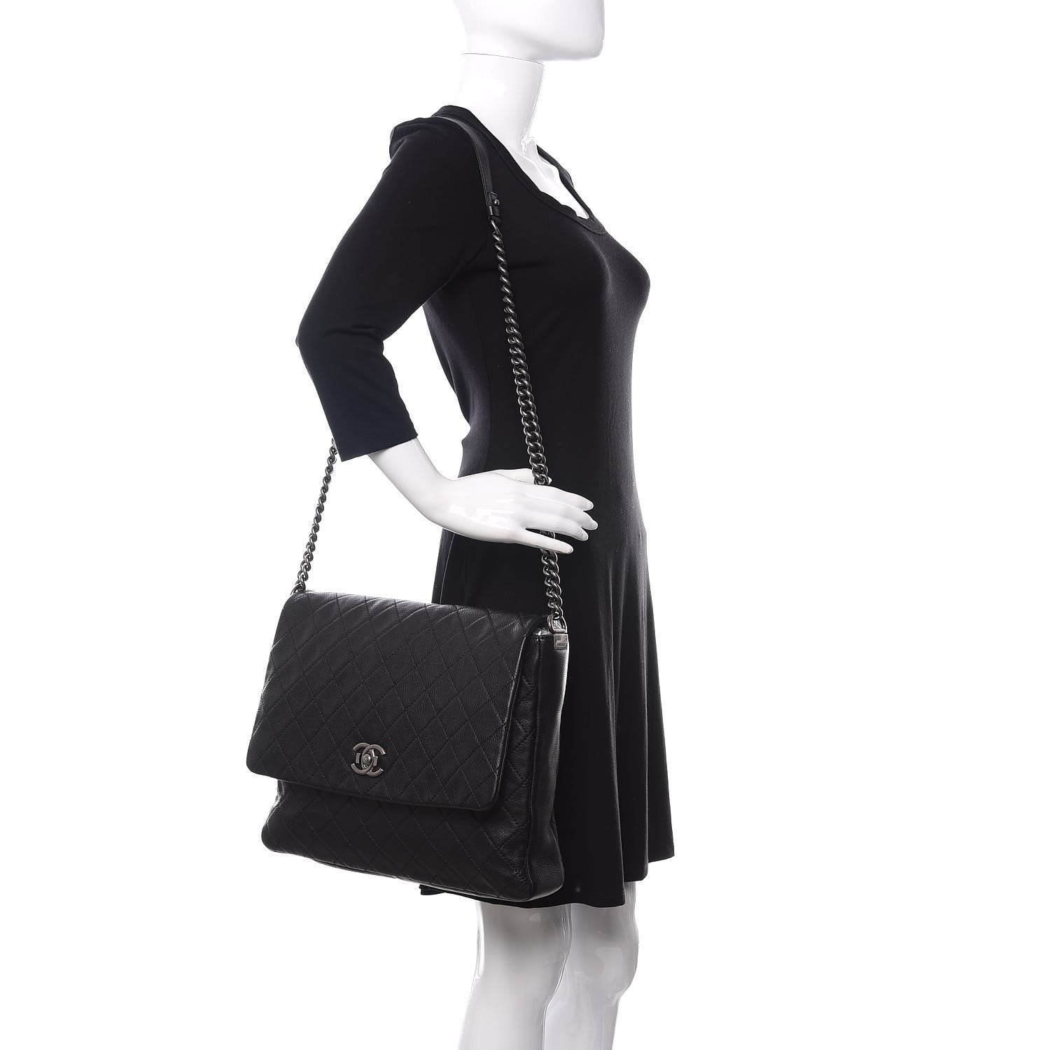 Chanel Calfskin Quilted Couture Messenger Black 2 of 11