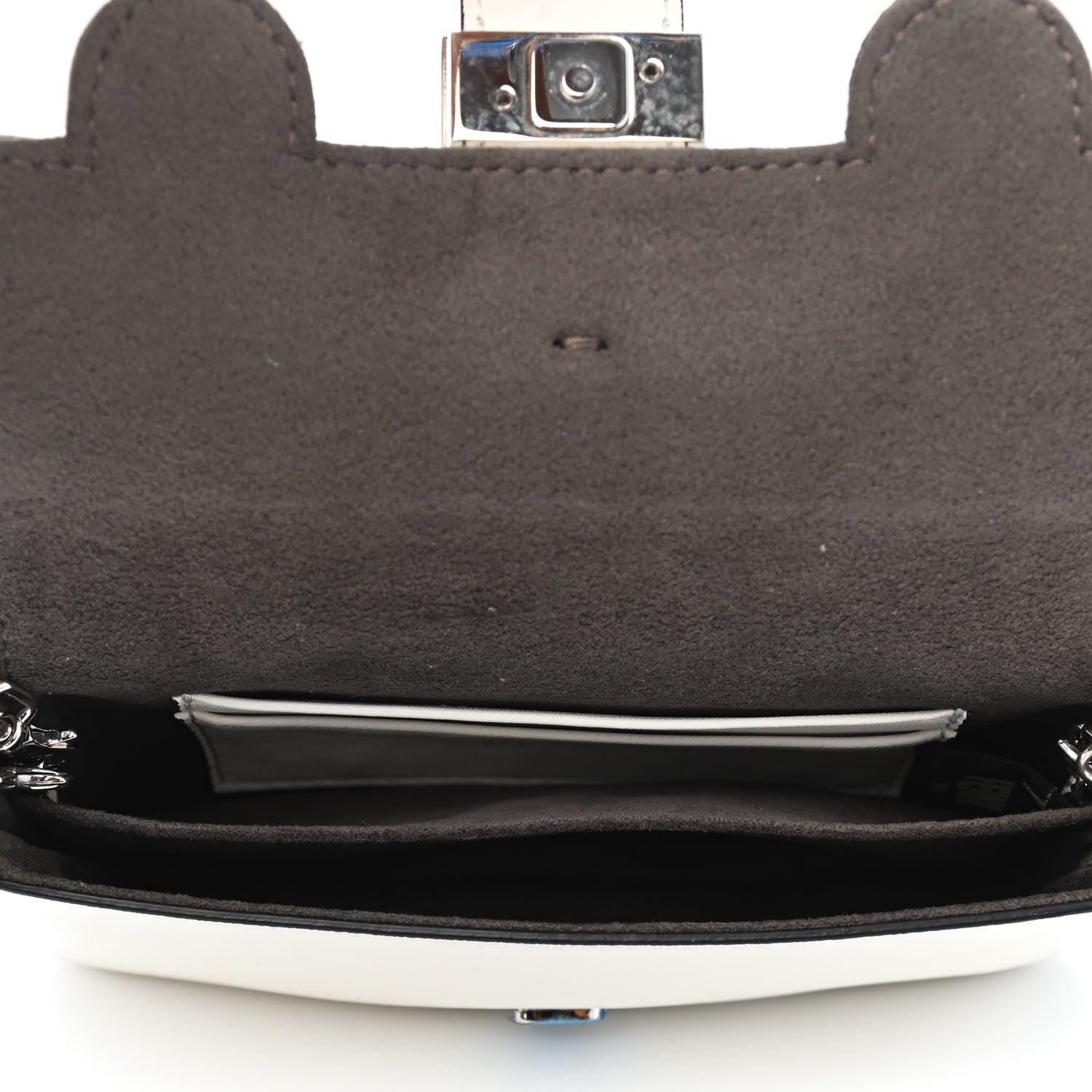 Fendi Nappa Rabbit Fox Fur Micro Buggie Baguette White Nirvana Black 4 of 4