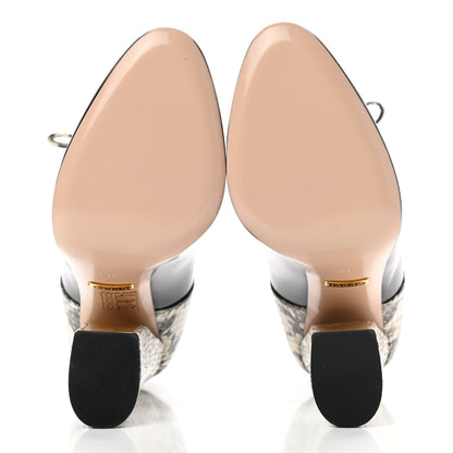 Gucci Polished Calfskin Elaphe Nimue Bow Mary Jane Pumps 35 Black Roccia 5 of 8