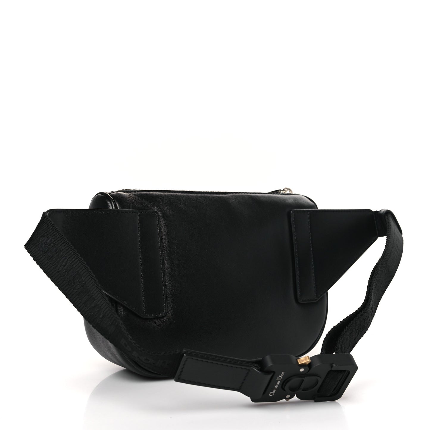 Galaxy Calfskin Oblique World Tour Saddle Belt Bag Black