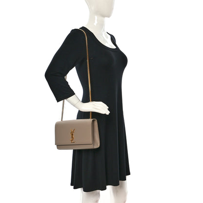 Saint Laurent Grain De Poudre Medium Monogram Kate Satchel Dark Beige 2 of 8