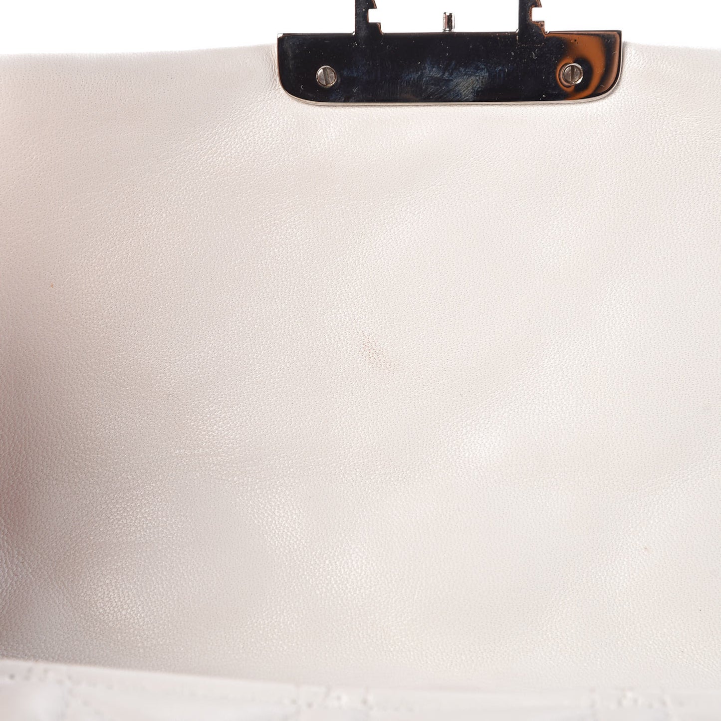 Lambskin Cannage New Lock Pouch White