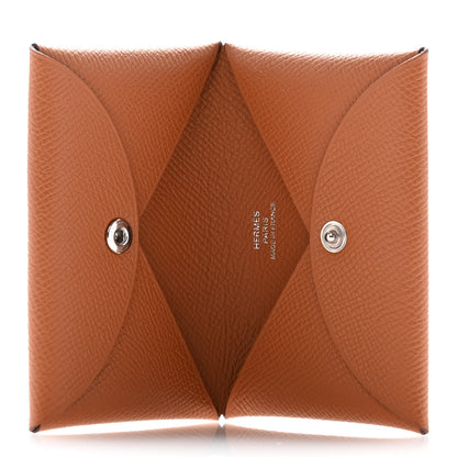 Hermes Epsom Calvi Card Case Gold 5 of 9
