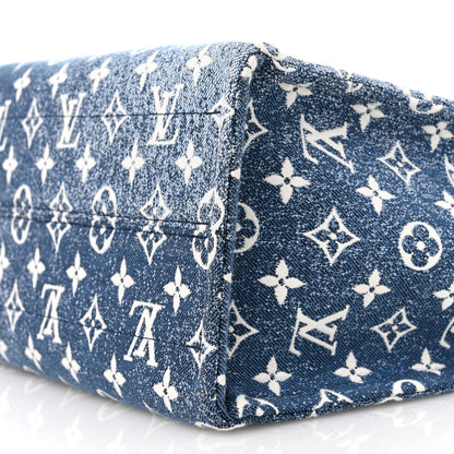 Louis Vuitton Monogram Jacquard Denim Onthego MM Bleu 9 of 9