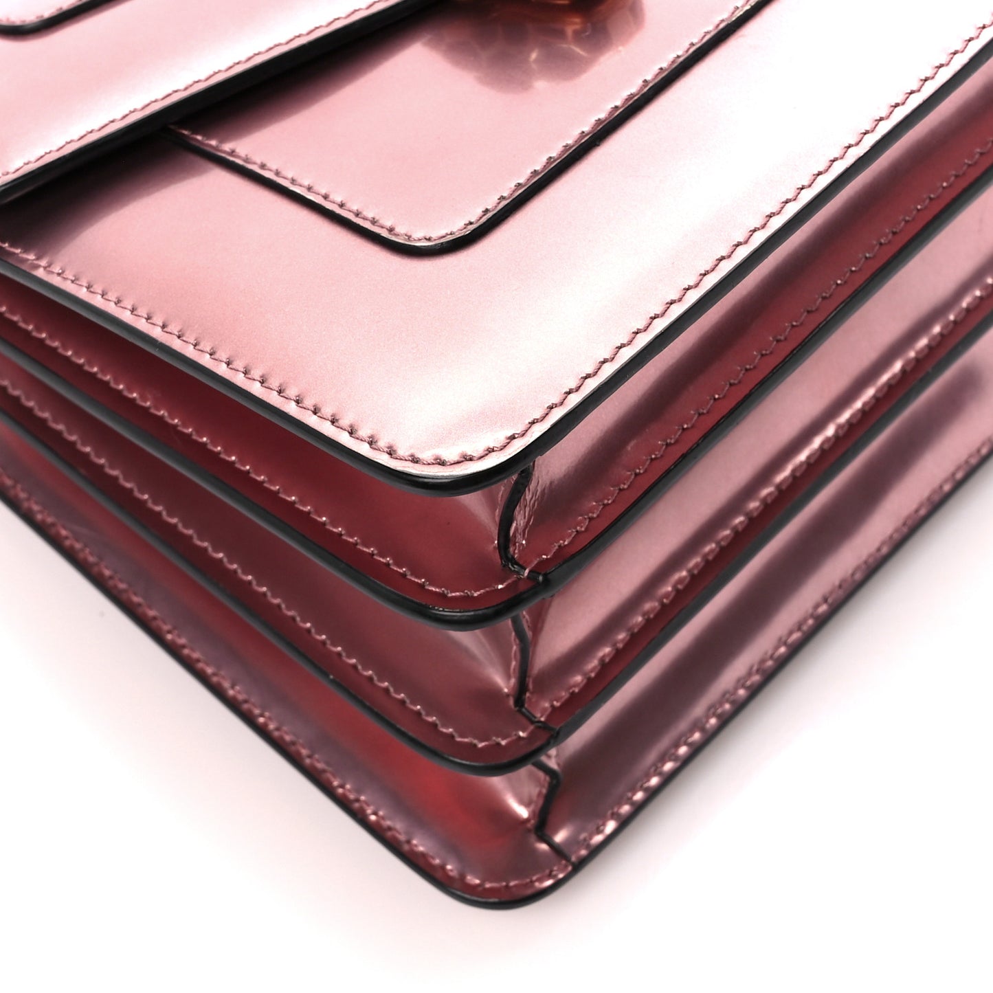 Metallic Calfskin Serpenti Forever Top Handle Rose Quartz