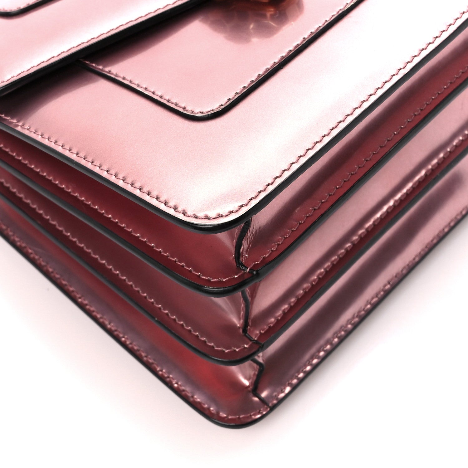 Bulgari Metallic Calfskin Serpenti Forever Top Handle Rose Quartz 10 of 12