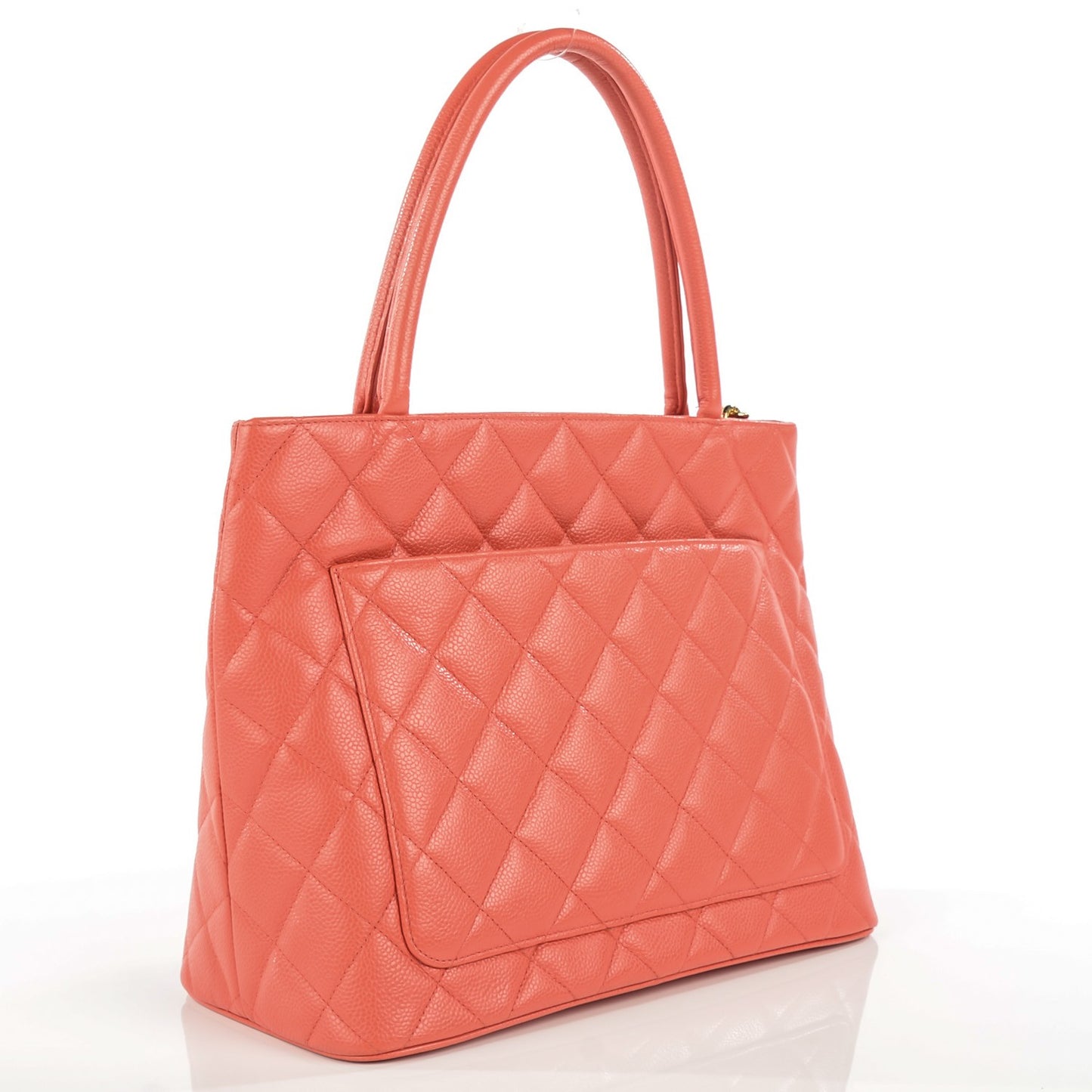 Caviar Quilted Medallion Tote Orange