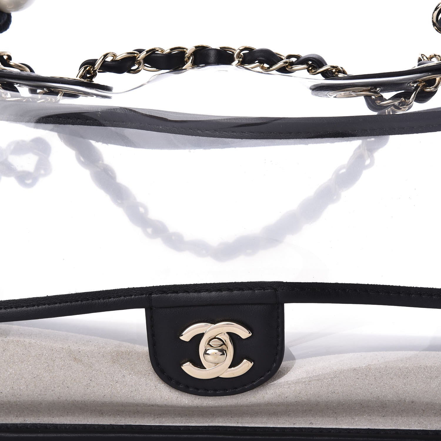 Chanel Lambskin PVC Sand By The Sea Flap With Pearl Strap Black 9 of 9