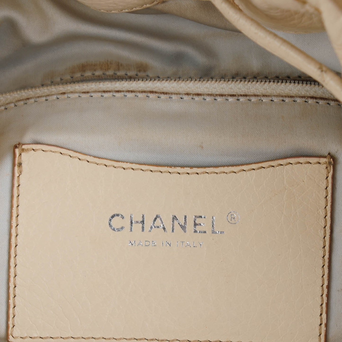 Glazed Calfskin On The Road Drawstring Tote Ivory
