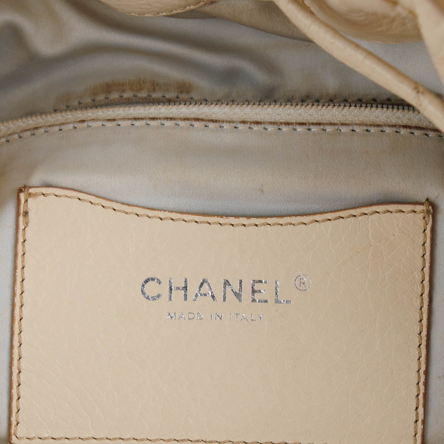 Chanel Glazed Calfskin On The Road Drawstring Tote Ivory 6 of 9