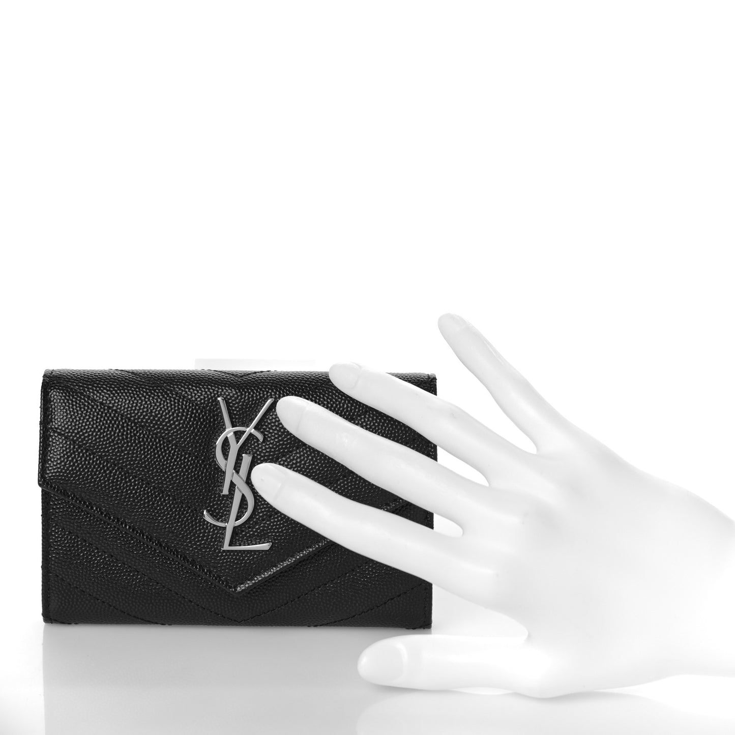 Grain De Poudre Matelasse Chevron Small Monogram Envelope Wallet Black