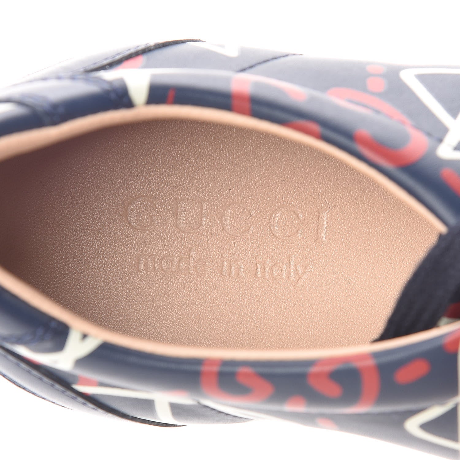 Gucci Calfskin GucciGhost Print Mens Low Top Sneakers 8 Blue Agata Hibiscus Red 5 of 8