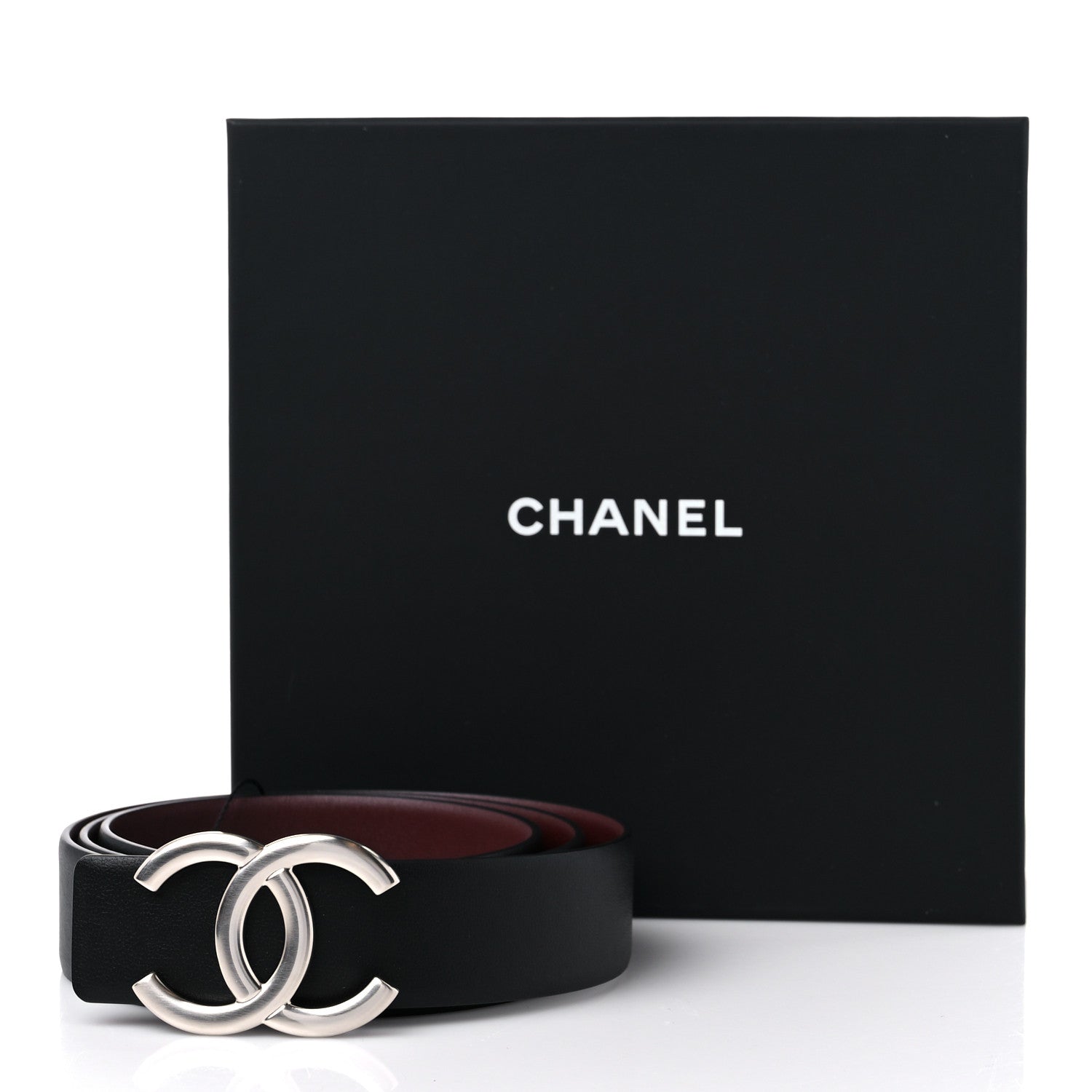 Chanel Calfskin CC Reversible Belt 90/36 Black Burgundy 4 of 4