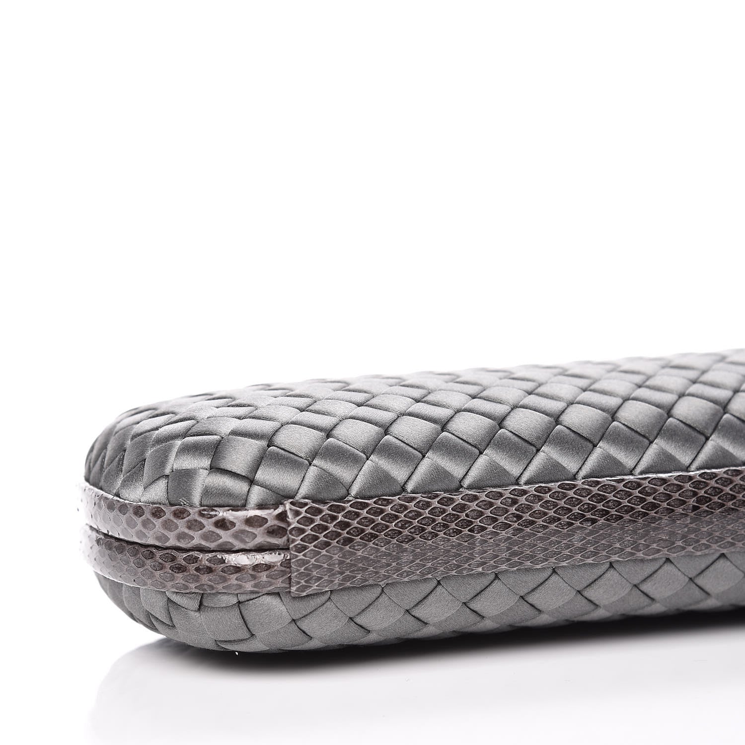 Bottega Veneta Satin Intreccio Impero Ayers Stretch Knot Clutch Grey 7 of 12