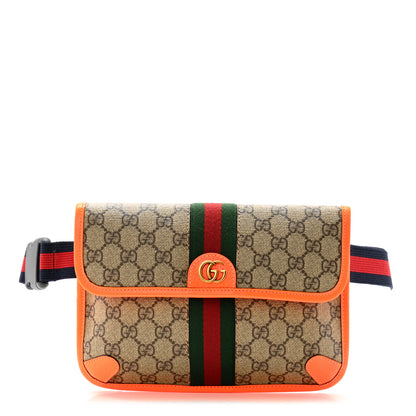 Gucci GG Supreme Monogram Web Small Ophidia Belt Bag Beige Ebony Orange Fluo 1 of 9