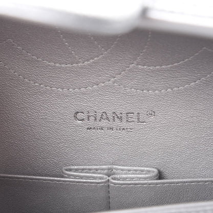 Chanel Metallic Perforated Lambskin Quilted Jumbo Double Flap Light Silver 6 of 8