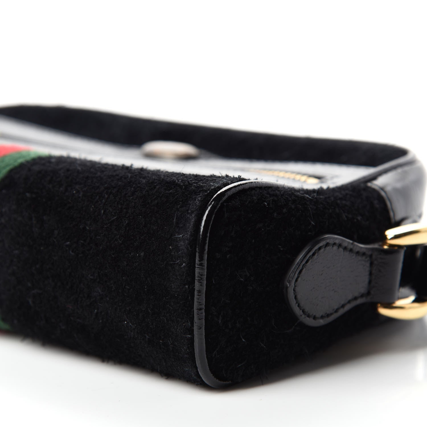 Gucci Suede Patent Web Mini Ophidia Shoulder Bag Black 7 of 11