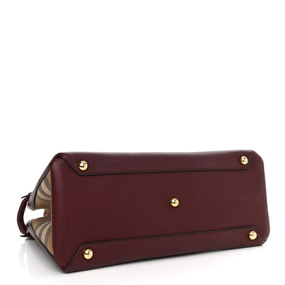 Burberry Grainy Calfskin House Check Medium Banner Tote Mahogany Red 4 of 11