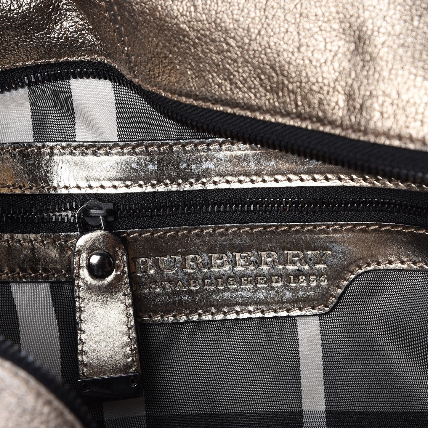 Metallic Grained Calfskin Small Curzon Satchel Gold