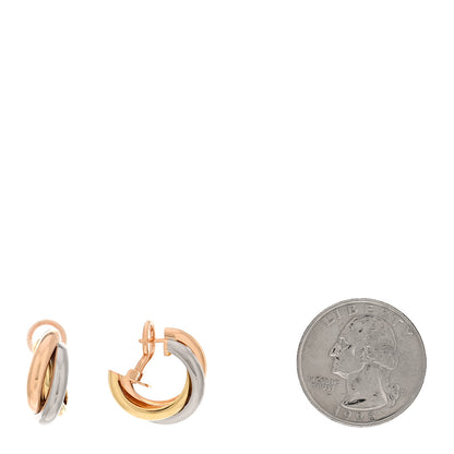 Cartier 18K Pink Yellow White Gold Classic Trinity Hoop Earrings 2 of 5
