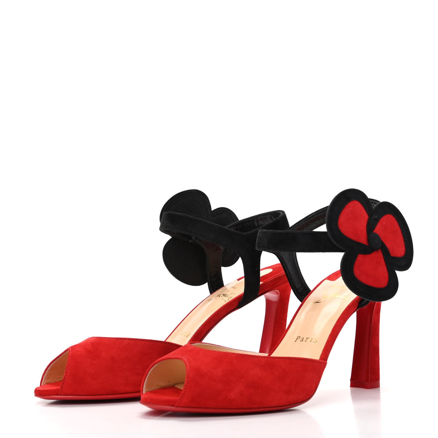 Veau Velours Pansy 85 Sandals 39.5 Loubi Black