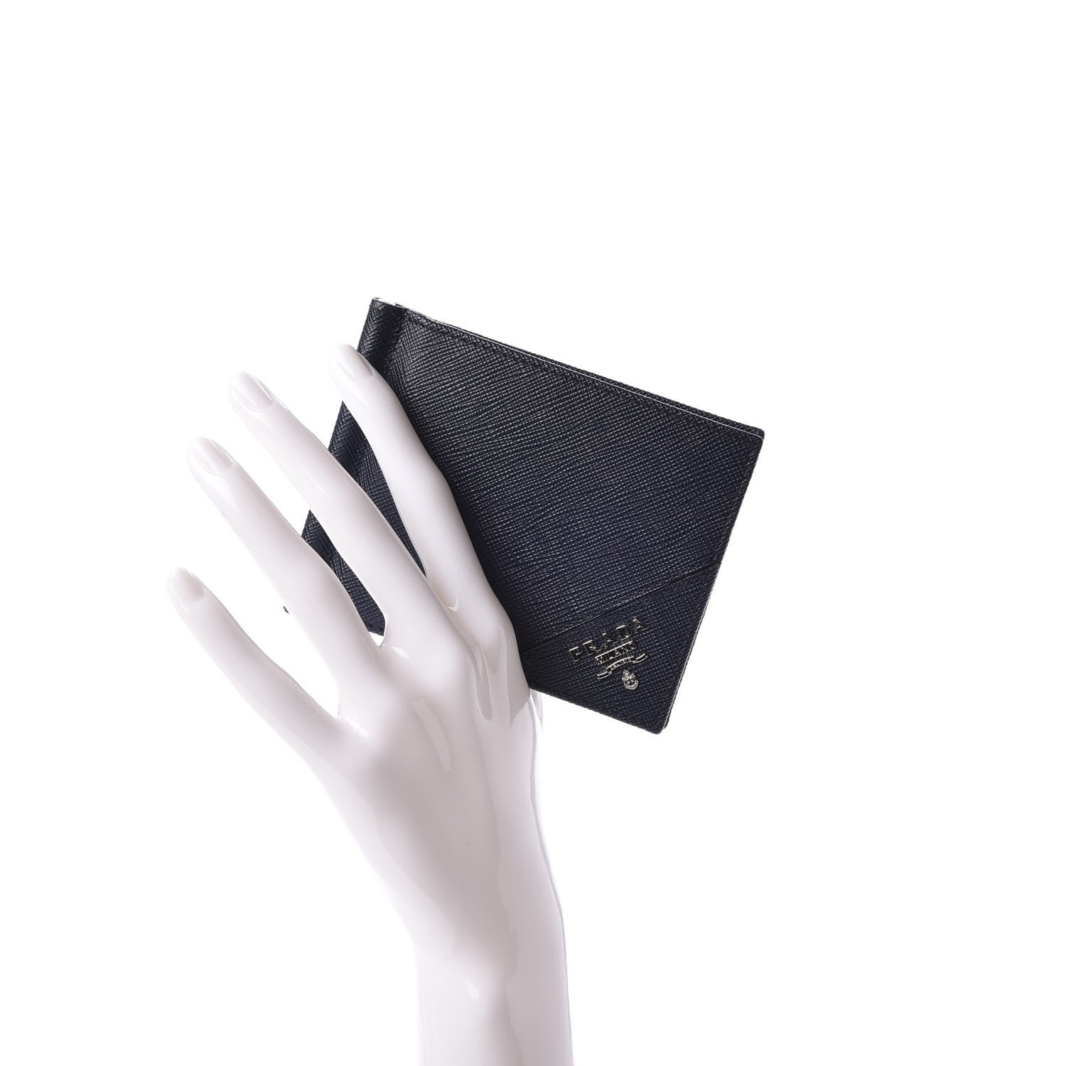 Prada Saffiano Metal Money Clip Bi-Fold Wallet Baltico 2 of 9