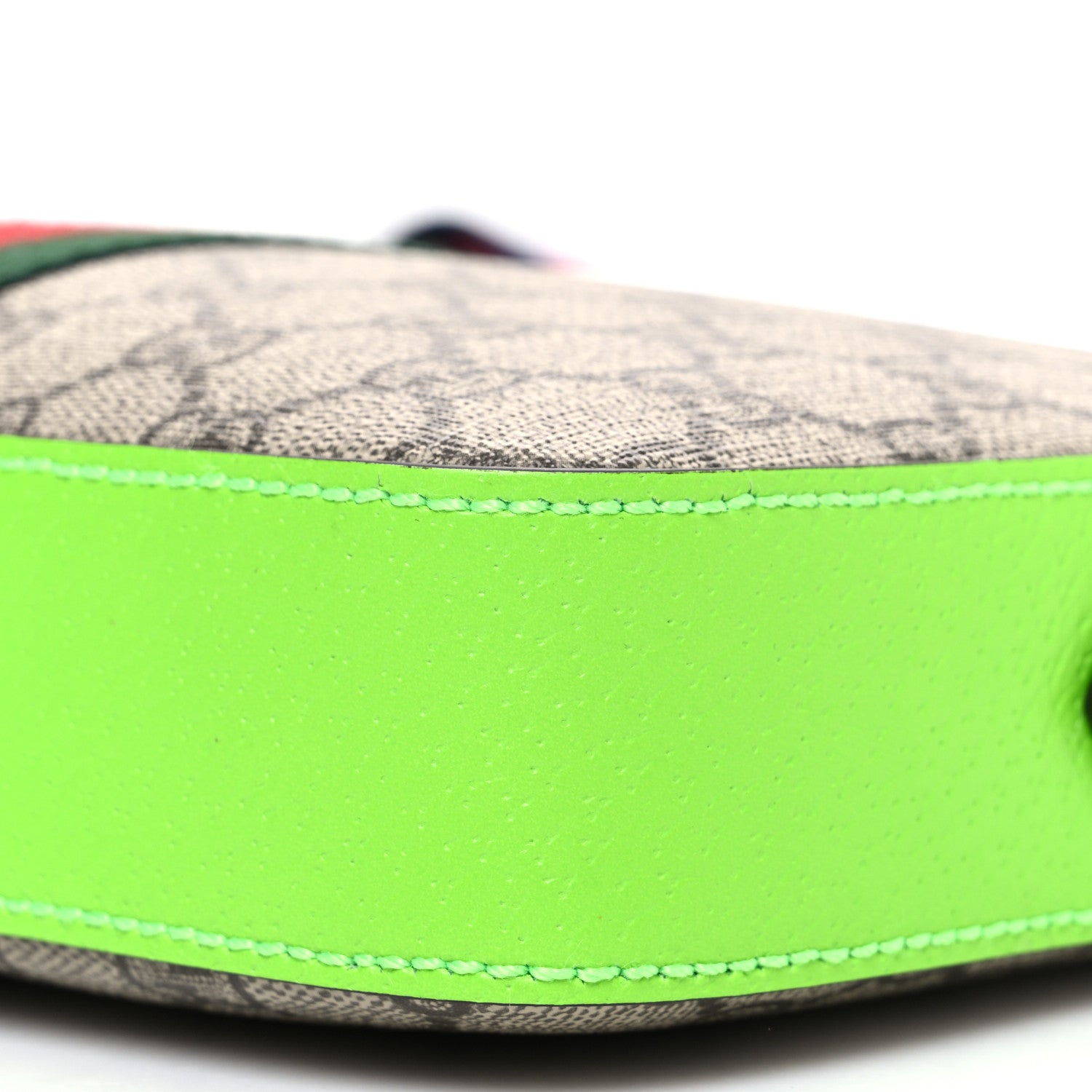 Gucci GG Supreme Monogram Textured Dollar Calfskin Web Ophidia Wristlet Shoulder Bag Beige Ebony Green 10 of 10