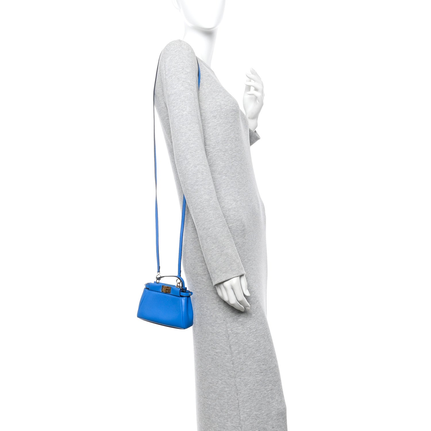 Fendi Shiny Nappa Micro Peekaboo Iconic Satchel Blue Royal 2 of 12