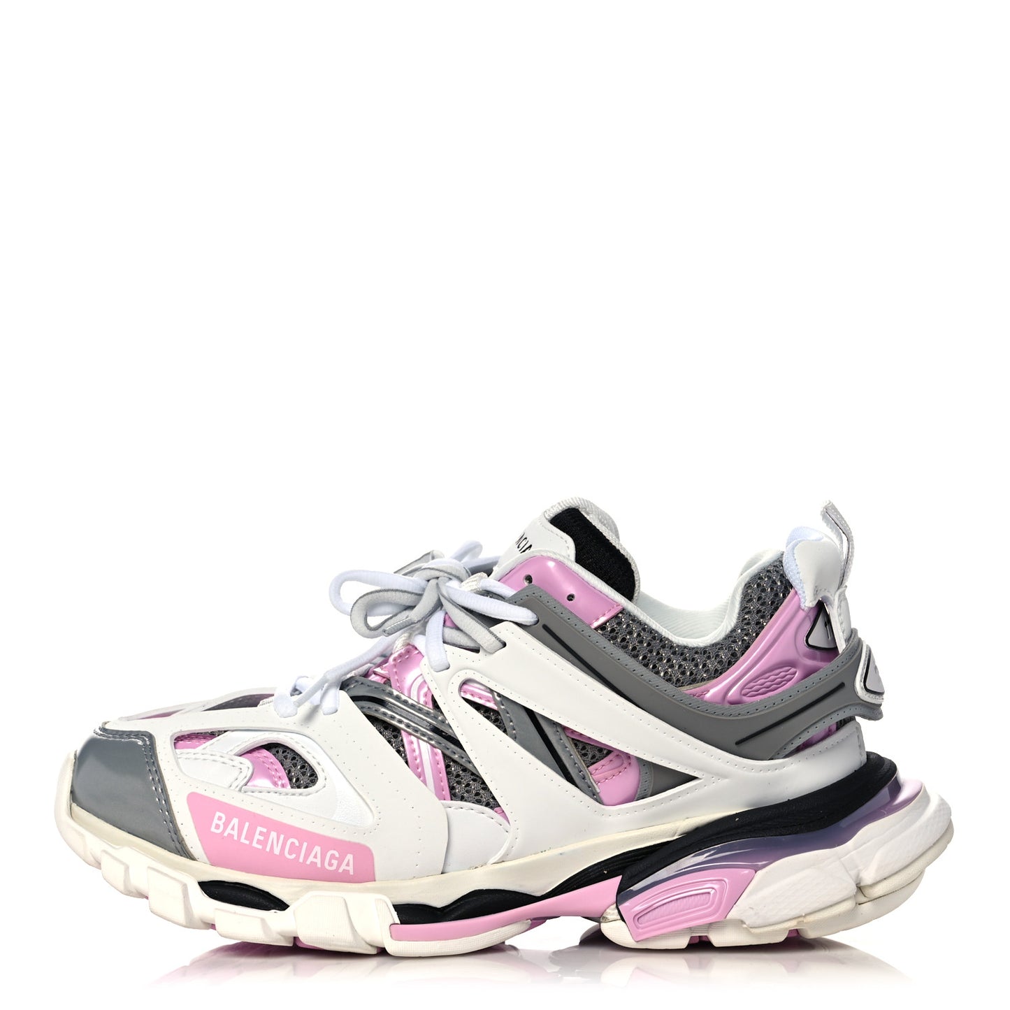Mesh Rubber Bi-Color Womens Track Sneakers 38 White Pink Grey