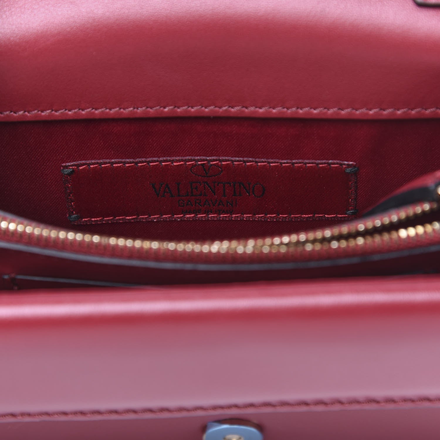Valentino Garavani Calfskin Rockstud Wallet on Chain Red 6 of 10