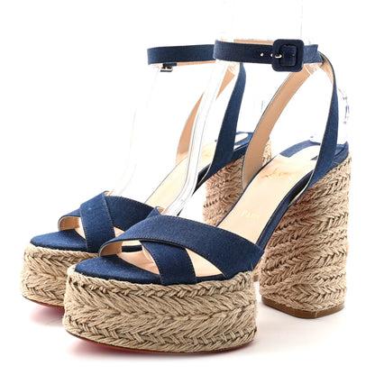 Christian Louboutin Denim Mariza 130 Espadrille Sandals 41 Blue Natural 4 of 8