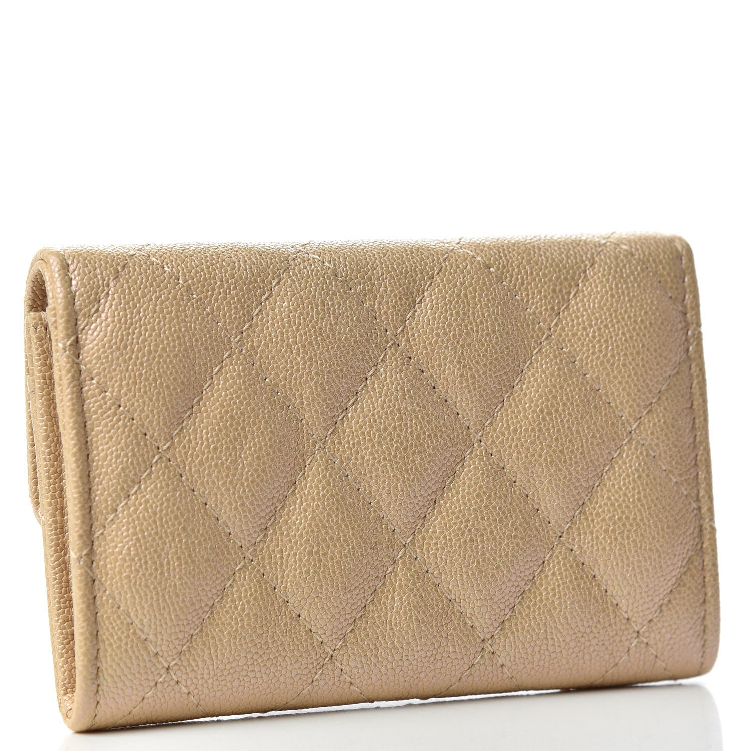 Chanel Iridescent Caviar Quilted Flap Card Holder Beige 3 of 8