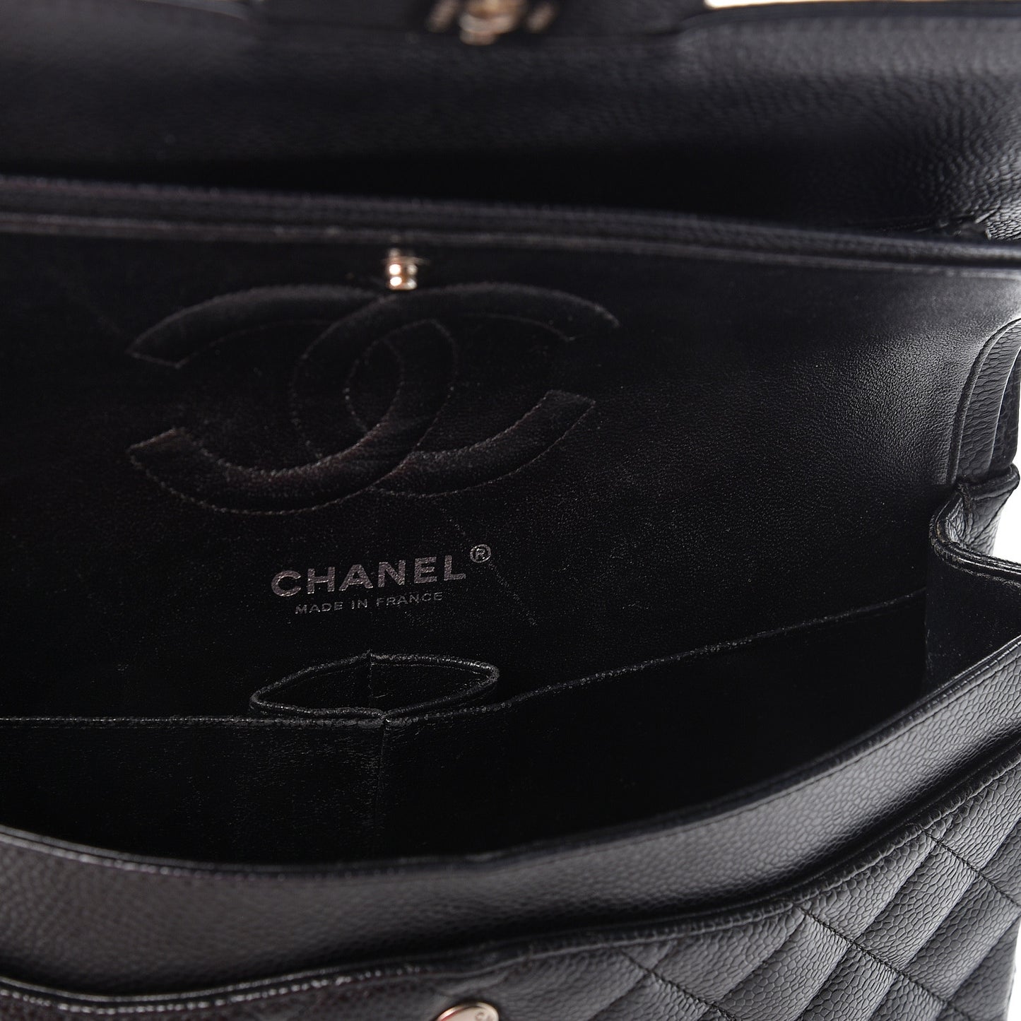 Caviar Quilted Medium Double Flap Black