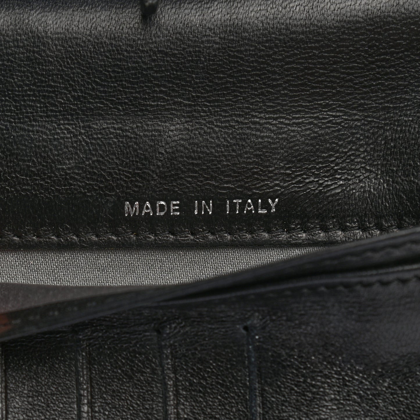 Lambskin Camellia Embossed Yen Wallet Black