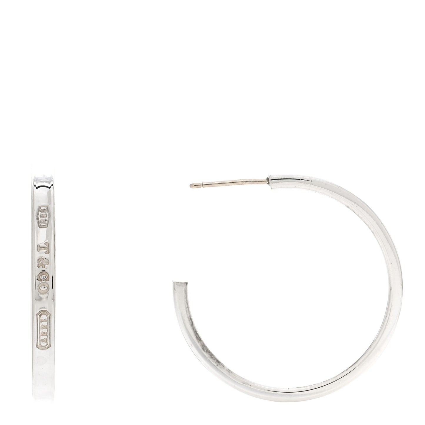 Sterling Silver Medium Narrow 1837 Hoop Earrings