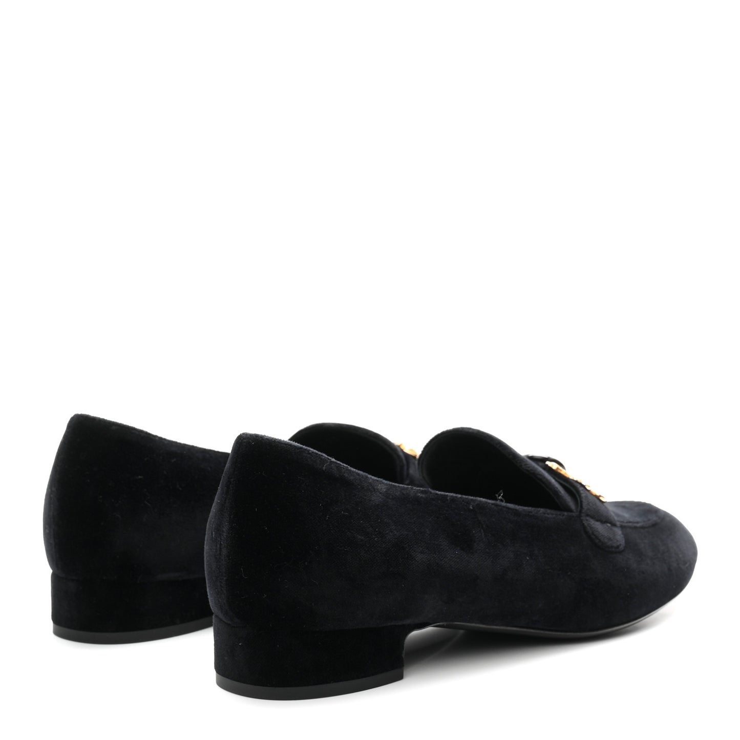 Velvet Moccasin Loafers 40 Black