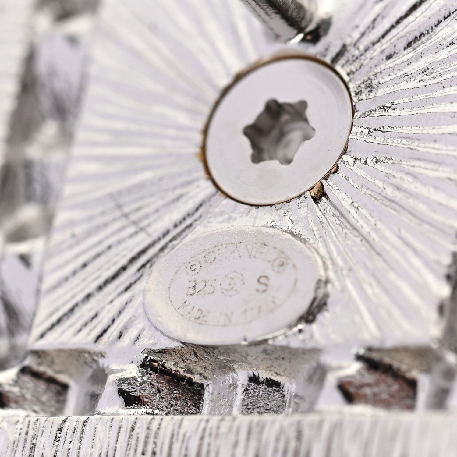 Chanel Metal Crystal Square CC Earrings Silver 3 of 5