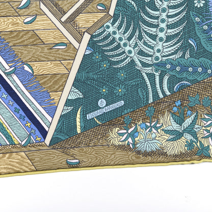 Hermes Silk Acte III Scene I La Clairiere Scarf 90 Black Bleu Vert 2 of 3