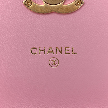Chanel Lambskin Quilted Lacquered Chain Phone Holder With Chain Dark Pink 7 of 13