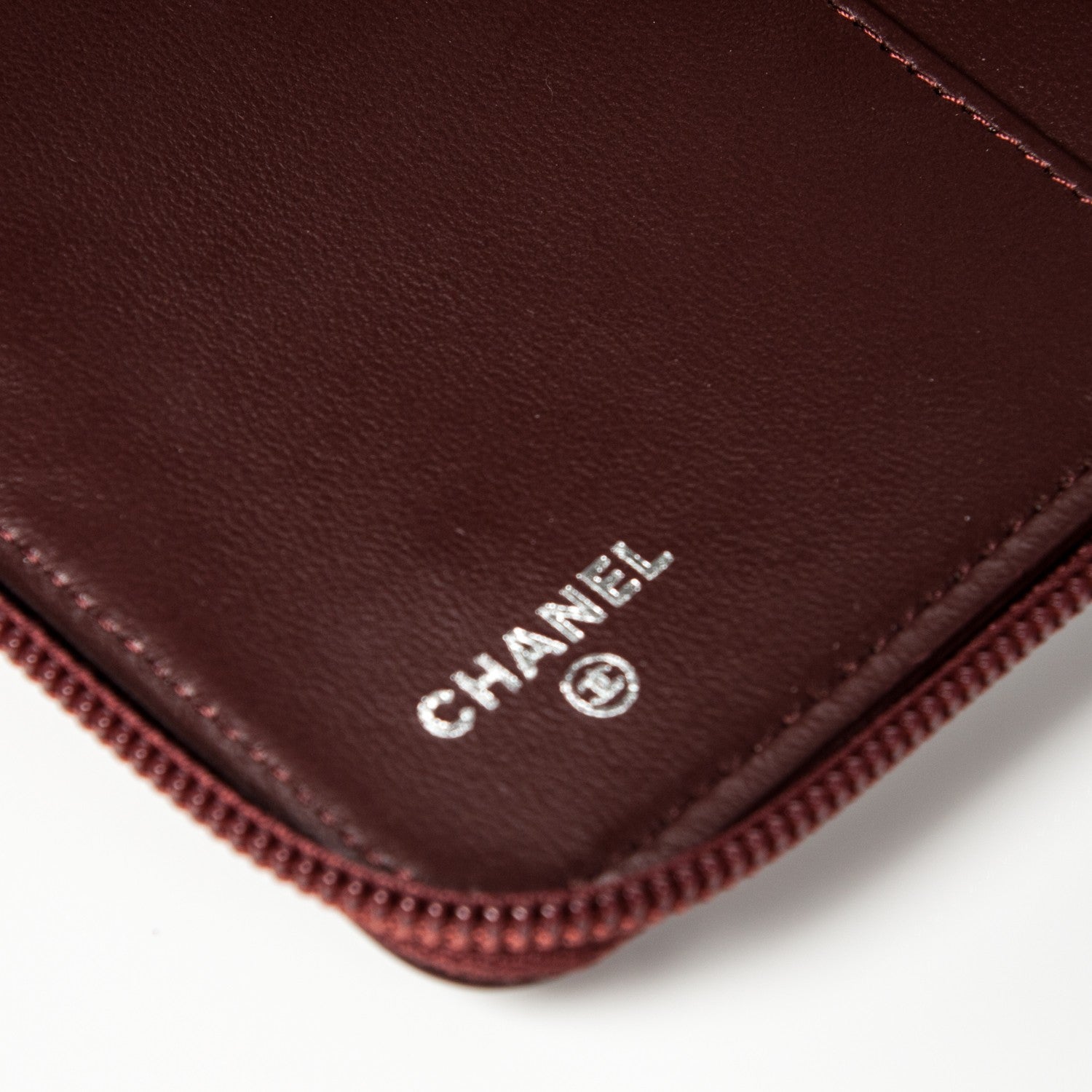 Chanel Lambskin Quilted Large Boy Zip Around Wallet Burgundy 7 of 9