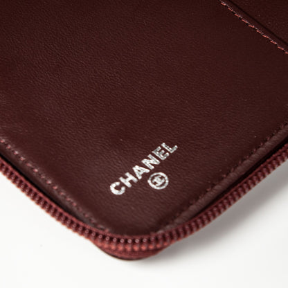 Chanel Lambskin Quilted Large Boy Zip Around Wallet Burgundy 7 of 9
