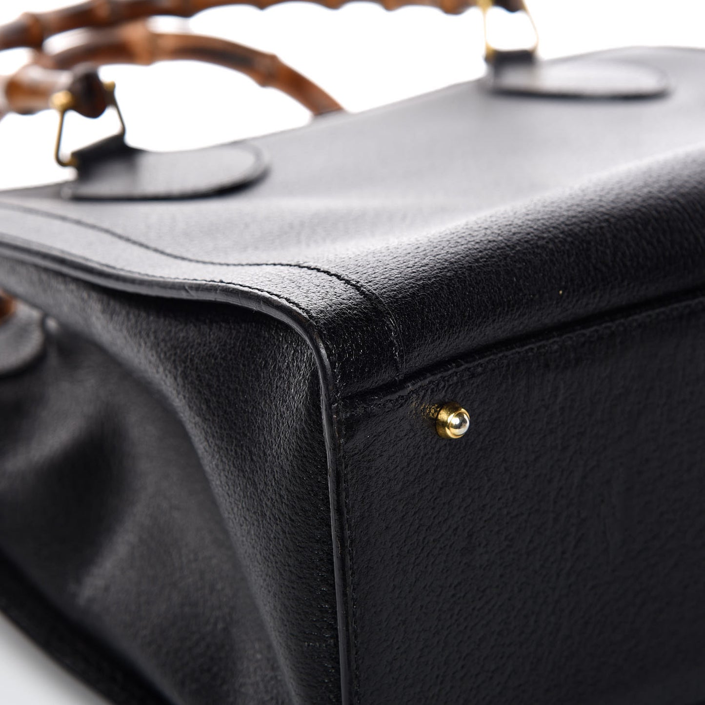 Calfskin Bamboo Top Handle Tote Black