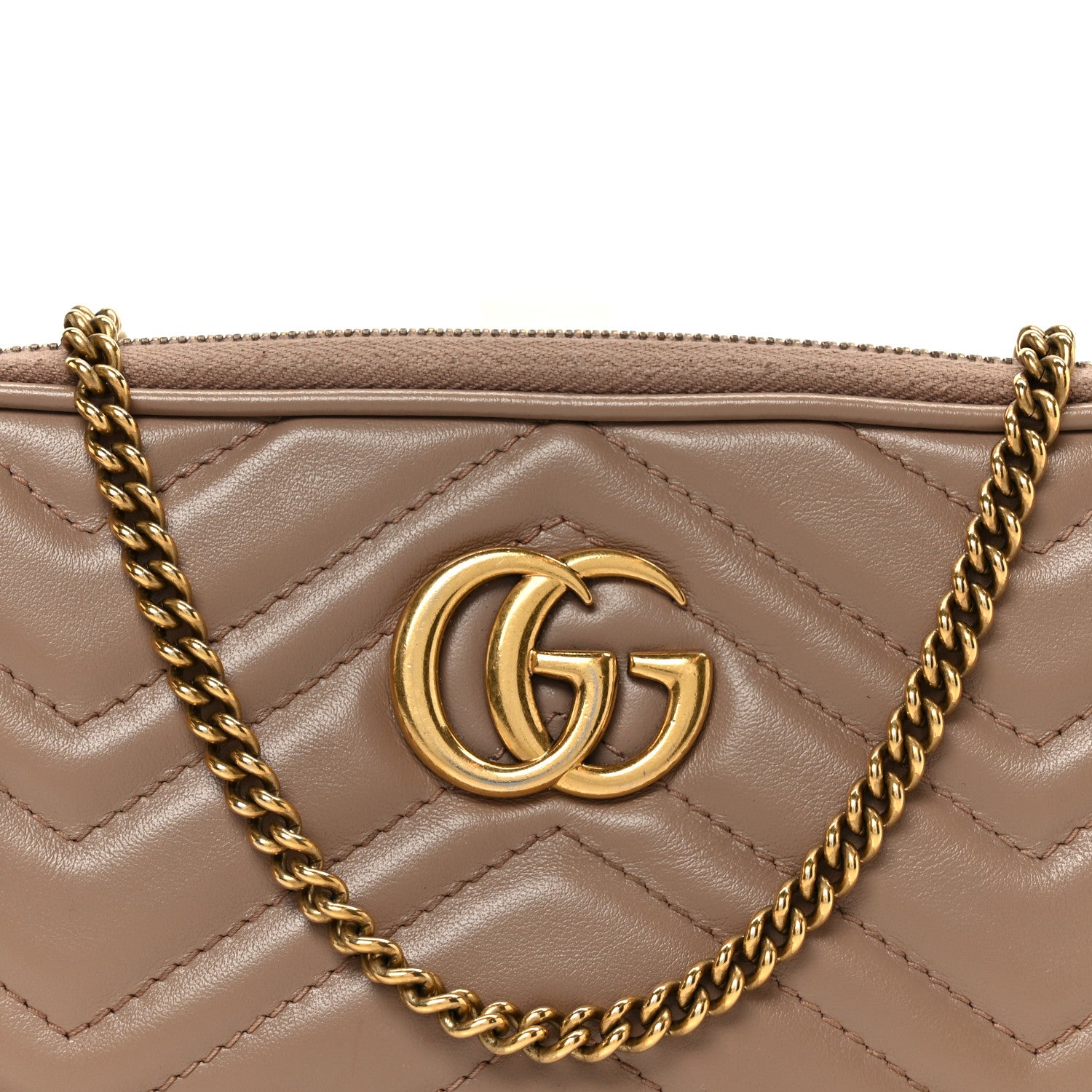 Gucci Calfskin Matelasse Mini GG Marmont Chain Crossbody Bag Porcelain Rose 8 of 11
