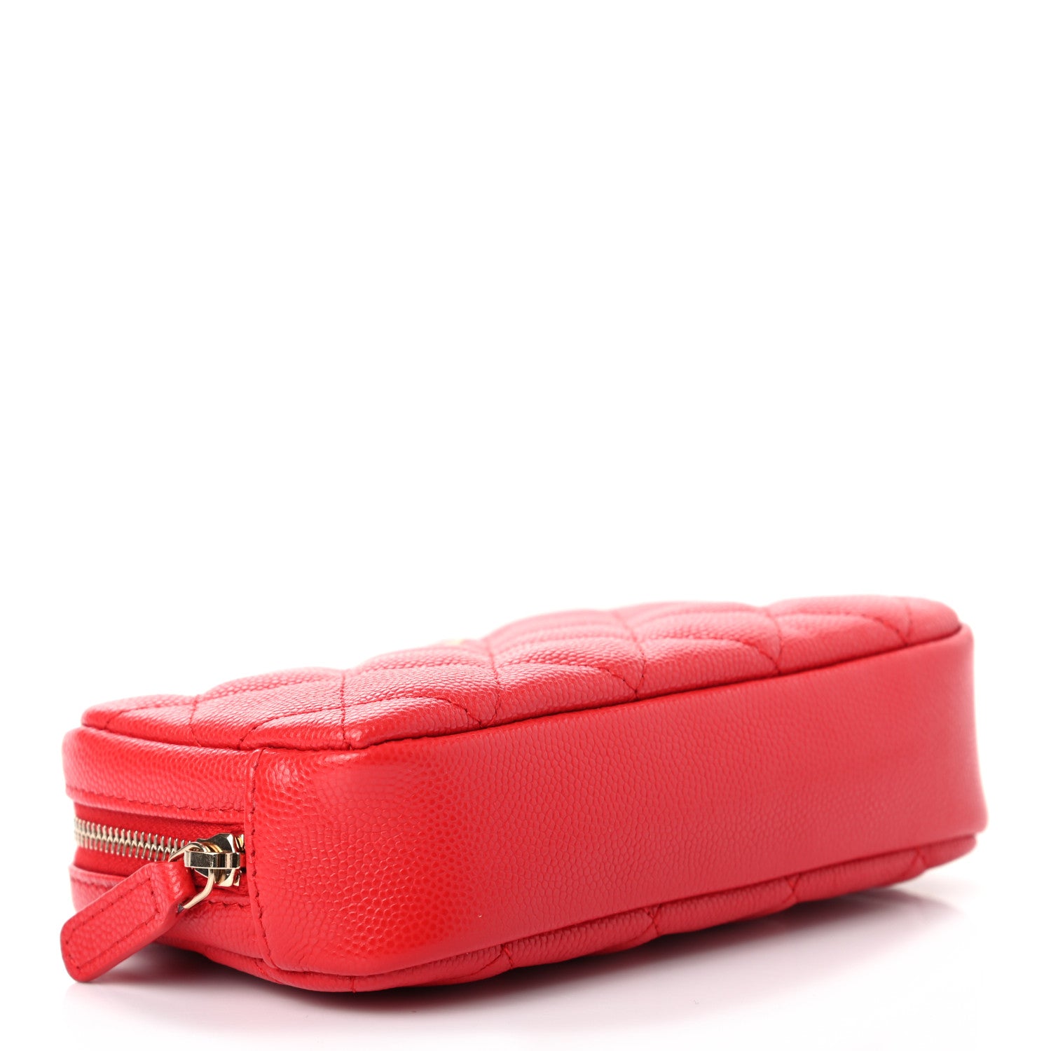 Chanel Caviar Quilted Small Curvy Pouch Cosmetic Case Red 4 of 7