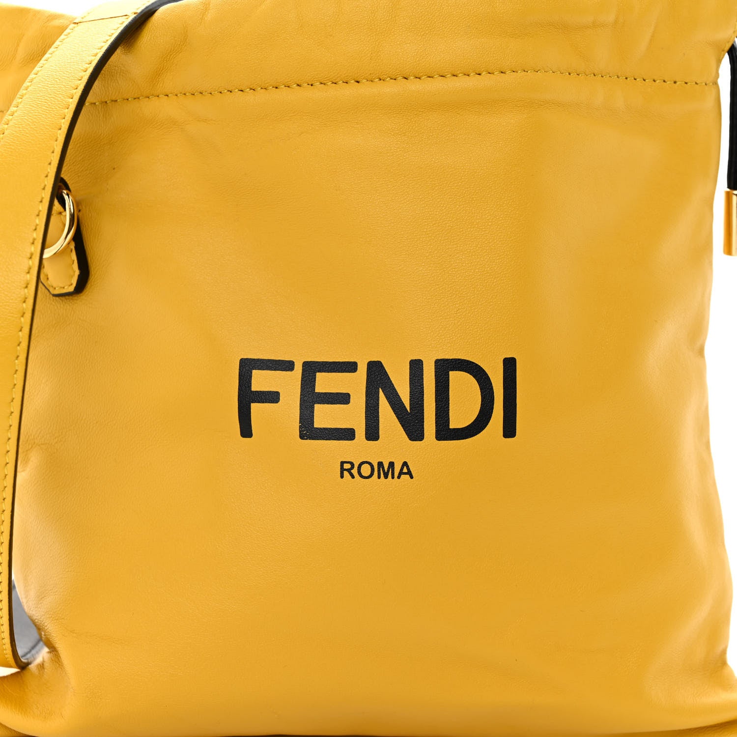 Fendi Soft Nappa Logo Small Drawstring Pouch Bag Sunflower Black 8 of 10