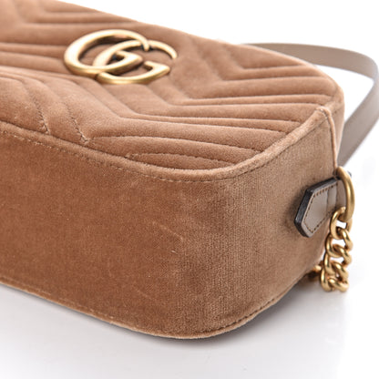Gucci Velvet Matelasse Small GG Marmont Chain Shoulder Bag Taupe 9 of 10